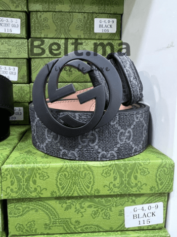 Ceinture Gucci en toile gris/noir (BLT GG H008)