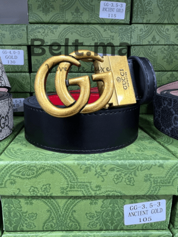 Ceinture Gucci en cuir boucle doré (BLT GG H0016)