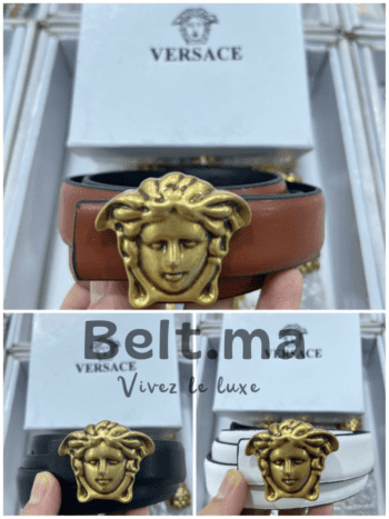 Ceinture Versace boucle doré en cuir (BLT VR F001)