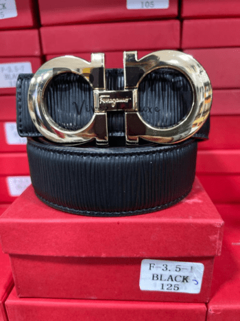 Ceinture Ferragamo en cuir noir (BLT SF H002)