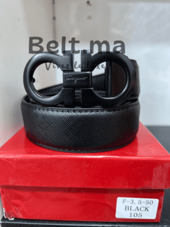 Ceinture Ferragamo en cuir noir (BLT SF H004)
