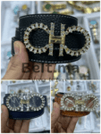 Ceinture Ferragamo boucle avec perles en cuir (BLT SF F002)