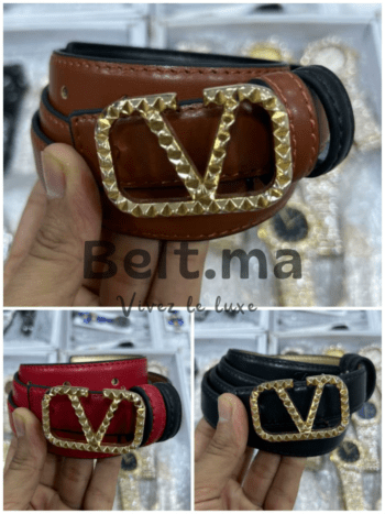 Ceinture Valentino boucle doré en cuir (BLT V F002)