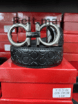 Ceinture Ferragamo en cuir noir imprimé (BLT SF H007)