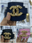 Ceinture Chanel boucle doré en cuir (BLT CC F003)