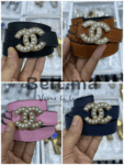 Ceinture Chanel boucle doré avec perles en cuir (BLT CC F004)