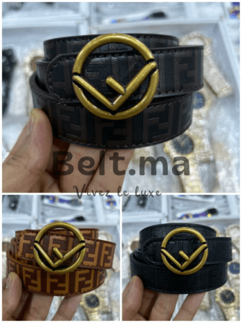 Ceinture Fendi boucle doré en cuir (BLT FF F002)