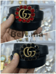 Ceinture Gucci boucle GG avec perles en cuir (BLT GG F006)