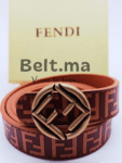 Ceinture Fendi boucle bronze en cuir caramel (BLT FF F003)