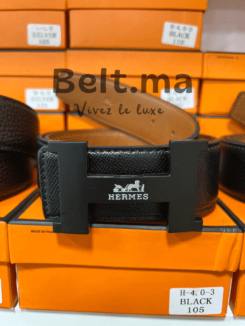 Ceinture Hermès boucle noir en cuir (BLT H H001)