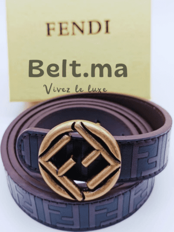 Ceinture Fendi boucle doré en cuir marron (BLT FF F005)