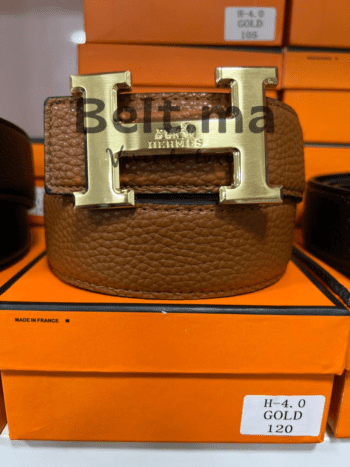 Ceinture Hermès en cuir marron (BLT H H003)