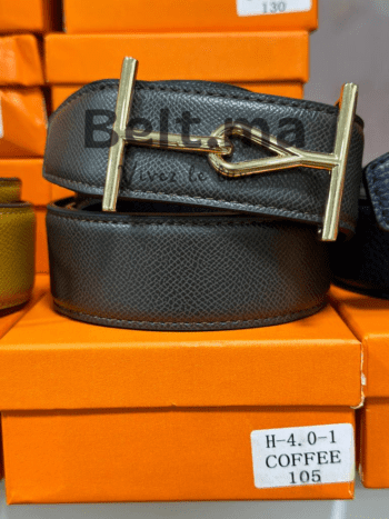 Ceinture Hermès boucle doré en cuir (BLT H H004)